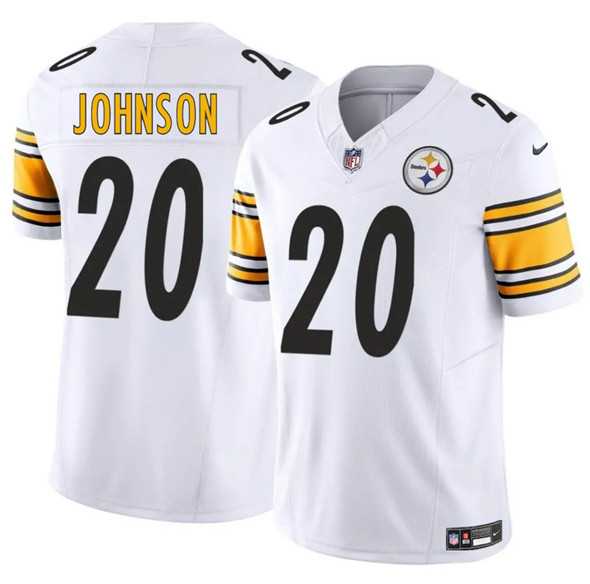 Men & Women & Youth Pittsburgh Steelers #20 Kaleb Johnson White 2025 Draft F.U.S.E. Vapor Limited Stitched Jersey,We sell and wholesale Men & Women & Youth Pittsburgh Steelers #20 Kaleb Johnson White 2025 Draft F.U.S.E. Vapor Limited Stitched Jersey on line form chian!